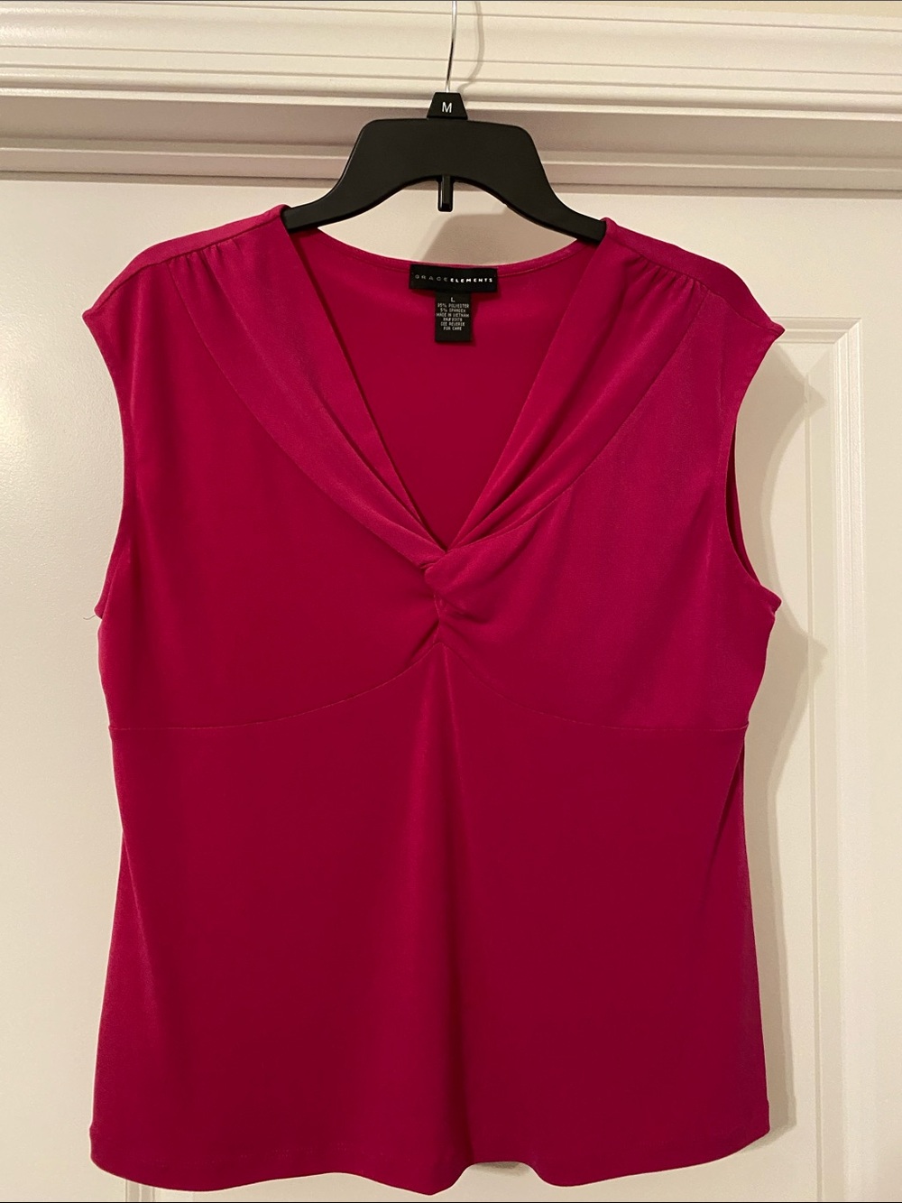 Grace Elements Fuchsia Twist-Knot V-Neck Sleeveless Camisole